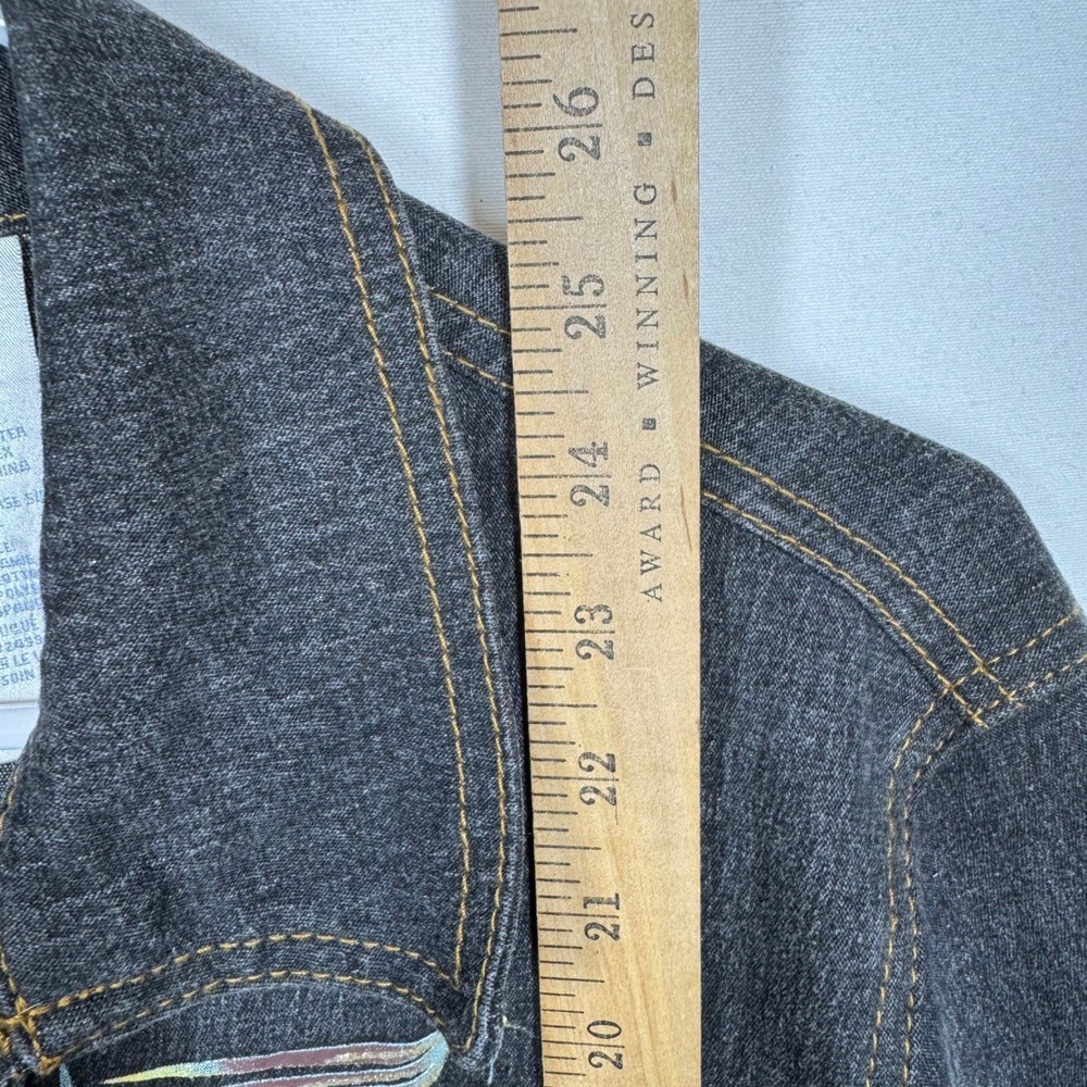 DG2 Diane Gilman Embellished Denim Jacket Women's Size M Charcoal Wash - Picture 4 of 10